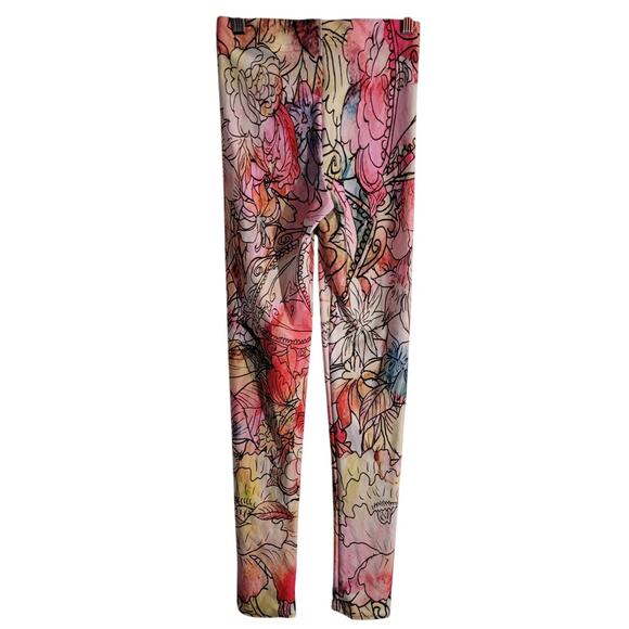 ART OF WEAR Pastel Watercolor  Floral Leggings Women's XS Artsy Colorful Unique - Picture 1 of 8